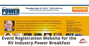 Event Registration Website for the RV Industry Power Breakfast