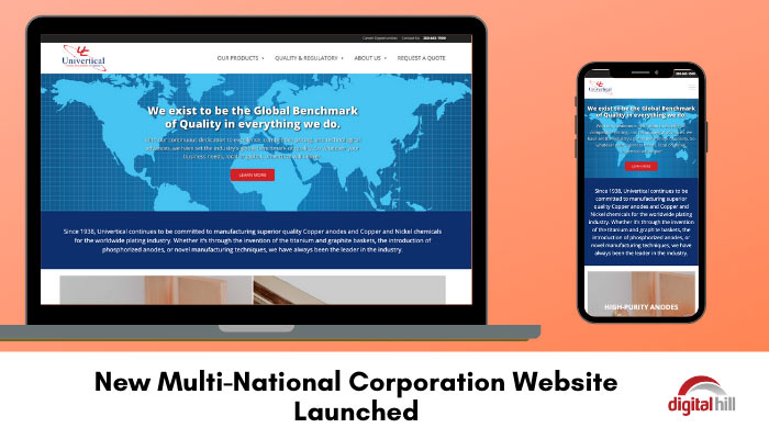 New-Multi-National-Corporation-Website-Launched - shown on laptop and mobile phone.
