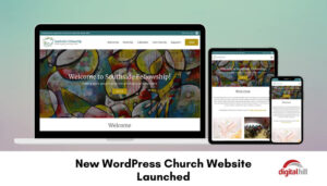 New-WordPress-Church-Website- shown on laptop and 2 mobile devices.