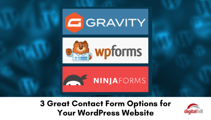 3 logos of Contact Form options for your WordPress website.