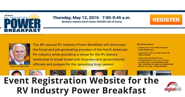 Event Registration Website for the RV Industry Power Breakfast