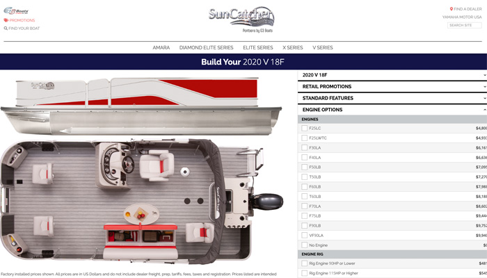 Example of Digital Hill's Product Builder software for a website.