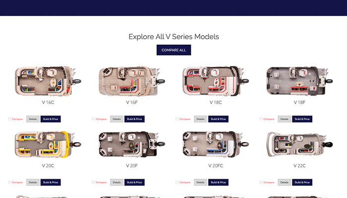 Example of Product Builder software on a boating manufacturer's website .
