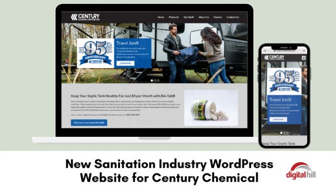 Website-for-Century-Chemical shown on laptop and mobile phone.
