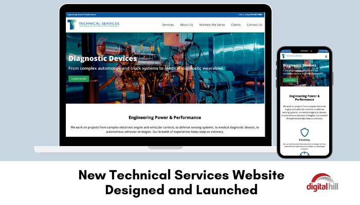 Technical Services website on laptop and mobile phone. 