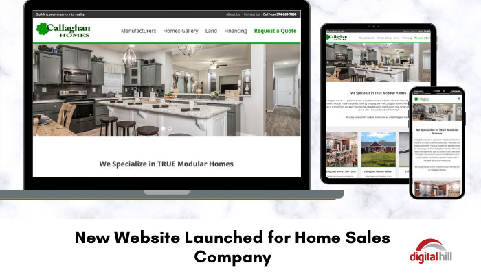 New-Website-Launched-for-Home-Sales-Company show on laptop, mobile and tablet.