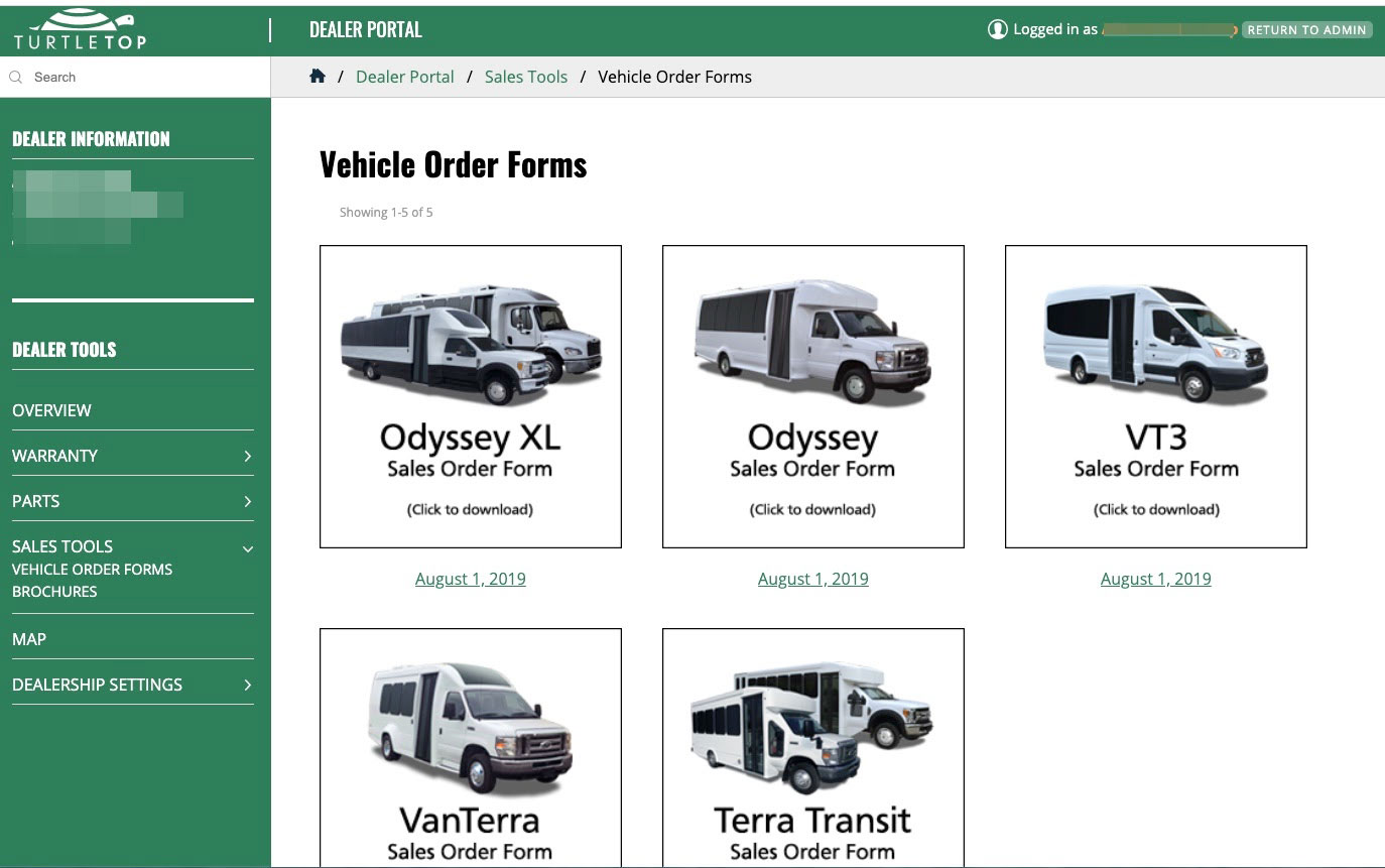 Custom dealer-portal-and-wordpress-website: portal example.