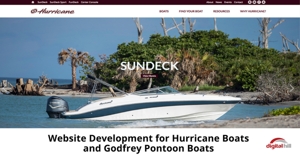 Website Development for Hurricane Boats and Godfrey Pontoon Boats