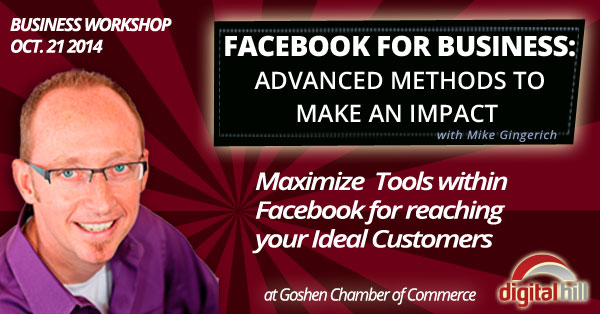 workshop on advanced facebook marketing at Goshen Chamber