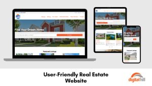 Real estate website show on laptop, mobile phone and tablet.