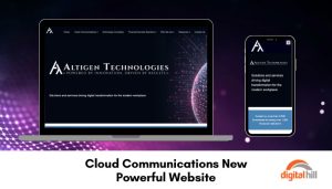 Cloud Communications website shown on laptop and mobile phone.
